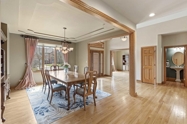 10440 Deer Chase Ave, Orland Park, IL 60467 - dining area with light wood-style flooring, recessed lighting, a chandelier, and baseboards