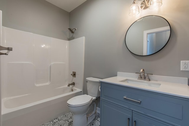 1017 S Sixth St Unit 1, Princeton, IL 61356 - bathroom featuring toilet, vanity, tile patterned flooring, and washtub / shower combination