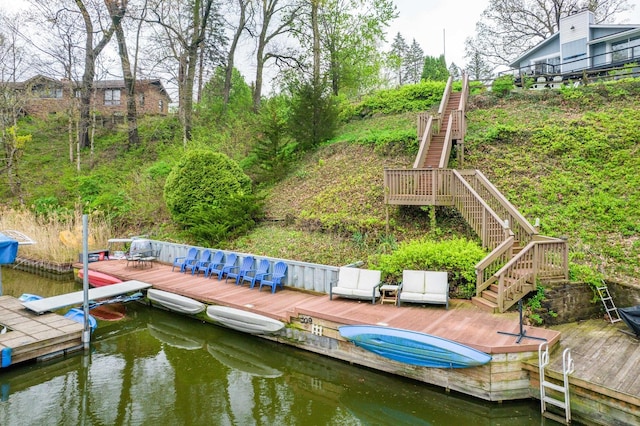 209 Oak Cv, Lake Holiday, IL 60552 - dock area featuring a deck and stairs