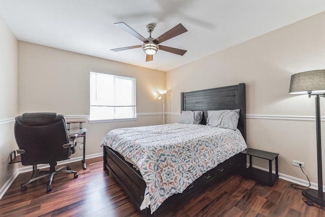 2704 Flagstone Cir, Naperville, IL 60564 - bedroom with a ceiling fan, baseboards, and dark wood-style floors