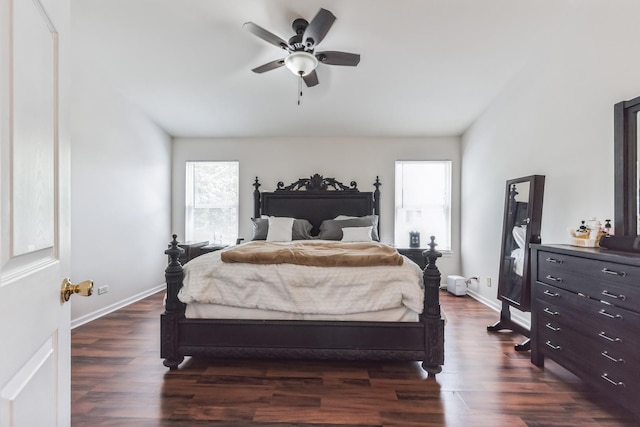 2704 Flagstone Cir, Naperville, IL 60564 - bedroom with dark wood-style flooring, baseboards, and ceiling fan