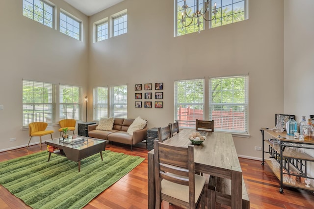 2704 Flagstone Cir, Naperville, IL 60564 - living room with baseboards, wood finished floors, and a towering ceiling