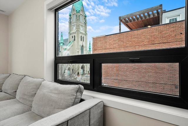 interior details with a city view and visible vents