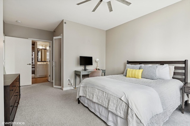 505 N Mcclurg Ct Unit 1801, Chicago, IL 60611 - bedroom with light carpet, baseboards, a ceiling fan, and ensuite bath