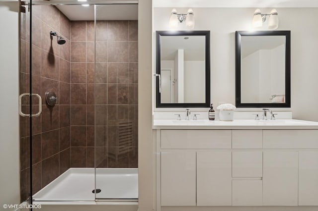505 N Mcclurg Ct Unit 1801, Chicago, IL 60611 - bathroom featuring a shower stall and double vanity