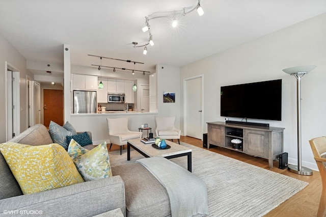 505 N Mcclurg Ct Unit 1801, Chicago, IL 60611 - living room with light wood-type flooring and track lighting