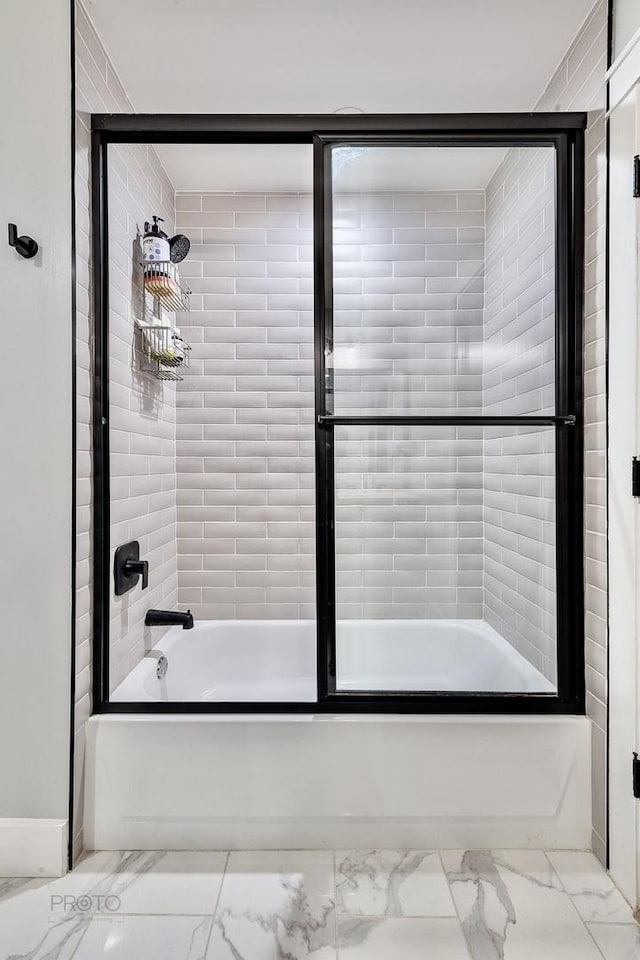 1070 W 15th St Unit 302, Chicago, IL 60608 - full bathroom featuring marble finish floors and bath / shower combo with glass door