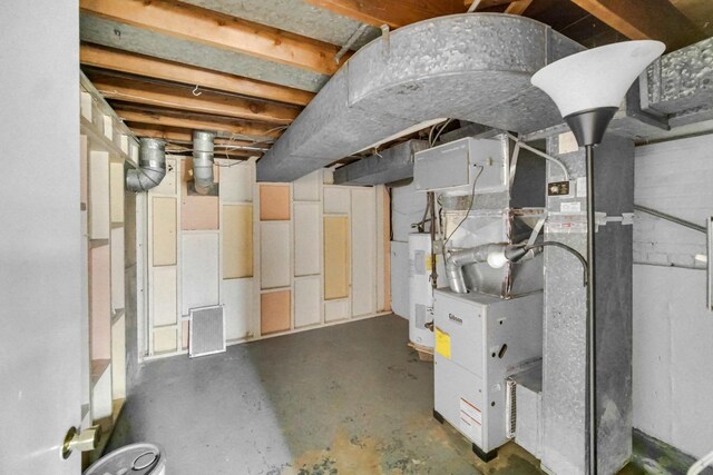 unfinished basement with water heater