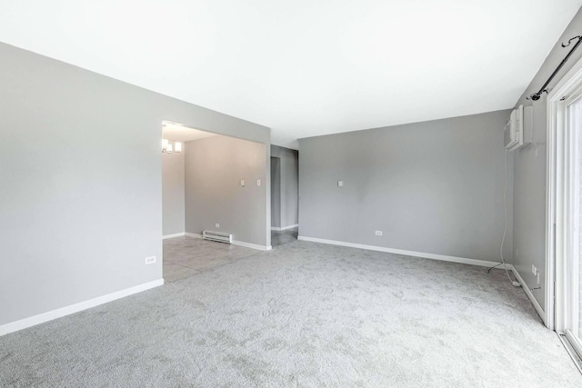 interior space with visible vents, baseboards, and light colored carpet