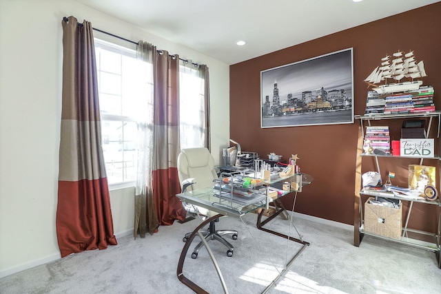 office space with baseboards and carpet floors