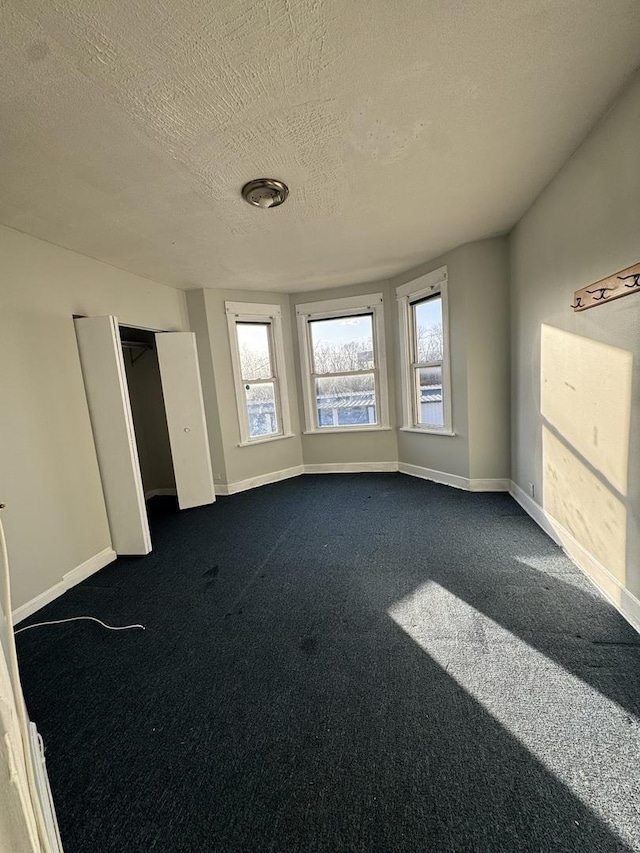 5015 N Kimberly Ave, Chicago, IL 60630 - interior space with baseboards, dark carpet, and a textured ceiling