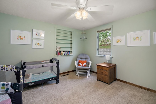 4618 W Hilltop Dr, Kankakee, IL 60901 - bedroom with carpet flooring, baseboards, and ceiling fan