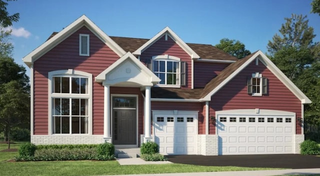 10340 Amos St, Huntley, IL 60142 - craftsman inspired home featuring brick siding, a garage, and aphalt driveway