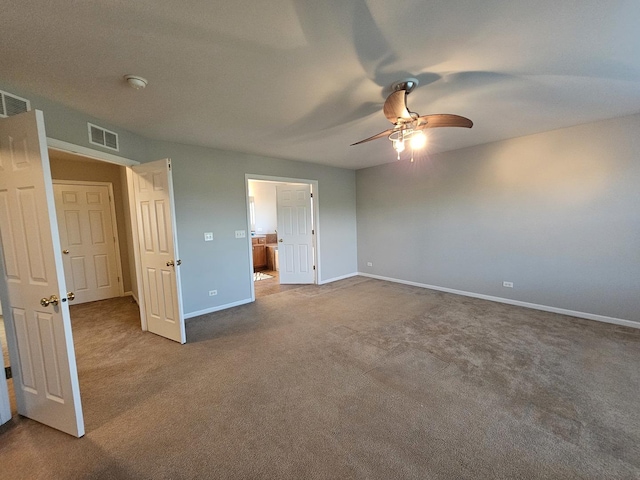127 Charleston Ln, Gilberts, IL 60136 - unfurnished bedroom featuring carpet, ceiling fan, and ensuite bathroom
