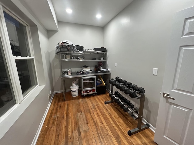 4909 N Avers Ave Unit 3, Chicago, IL 60625 - workout area with wood finished floors, baseboards, and recessed lighting
