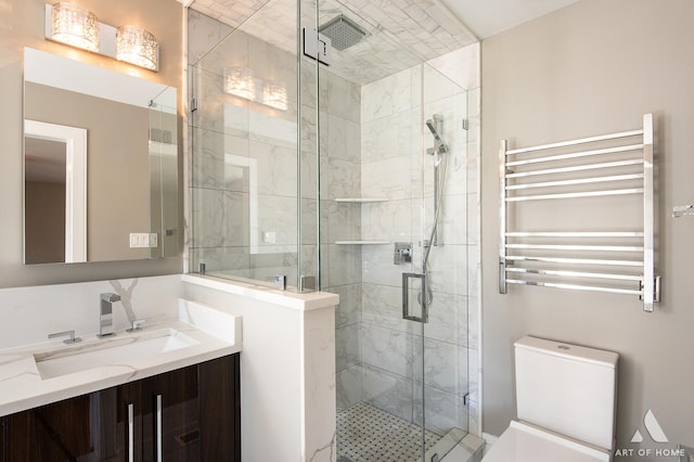 7902 W 105th St, Palos Hills, IL 60465 - full bath featuring radiator, a stall shower, toilet, and vanity