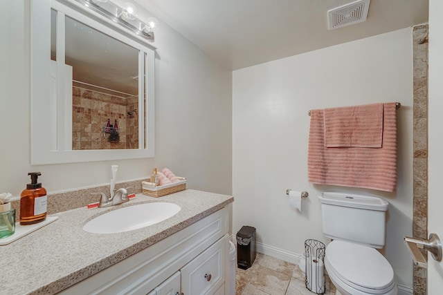 7117 W 93rd St Unit 102, Oak Lawn, IL 60453 - full bathroom with vanity, tile patterned floors, toilet, visible vents, and a shower