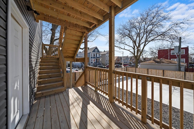 2200 N Kildare Ave, Chicago, IL 60639 - wooden terrace featuring fence, a residential view, and stairway