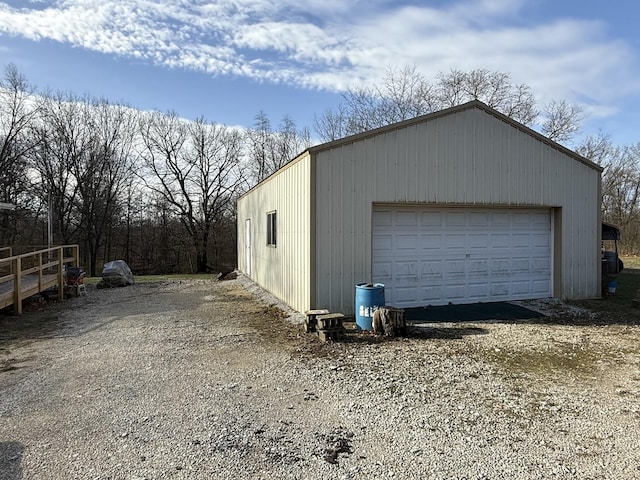 view of detached garage