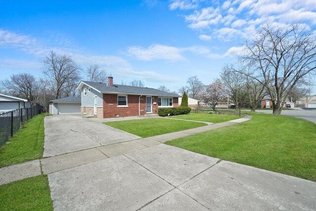 2708 Oxford Dr, Markham, IL 60426 - view of front facade featuring a chimney, fence, a front lawn, crawl space, and brick siding