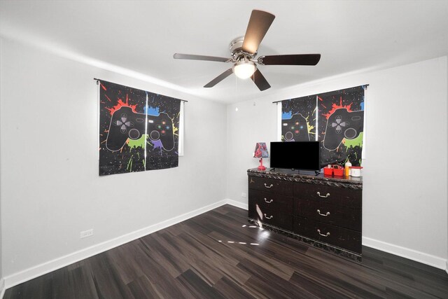 2708 Oxford Dr, Markham, IL 60426 - bedroom with a ceiling fan, baseboards, and dark wood finished floors