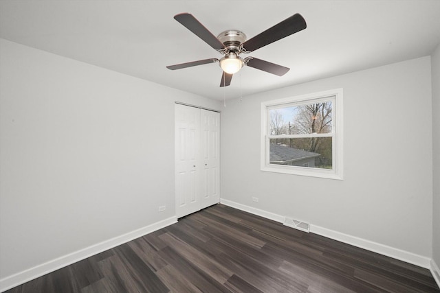 2708 Oxford Dr, Markham, IL 60426 - unfurnished room featuring dark wood finished floors, baseboards, ceiling fan, and visible vents