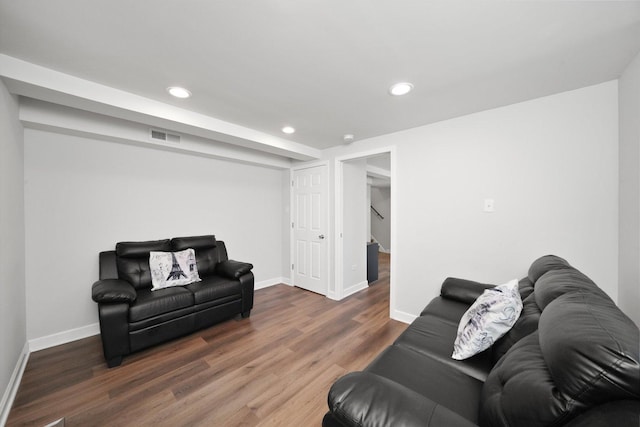 2708 Oxford Dr, Markham, IL 60426 - living area with recessed lighting, wood finished floors, stairs, and baseboards