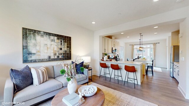 405 Filson St, La Grange, IL 60525 - living room with recessed lighting, baseboards, and wood finished floors