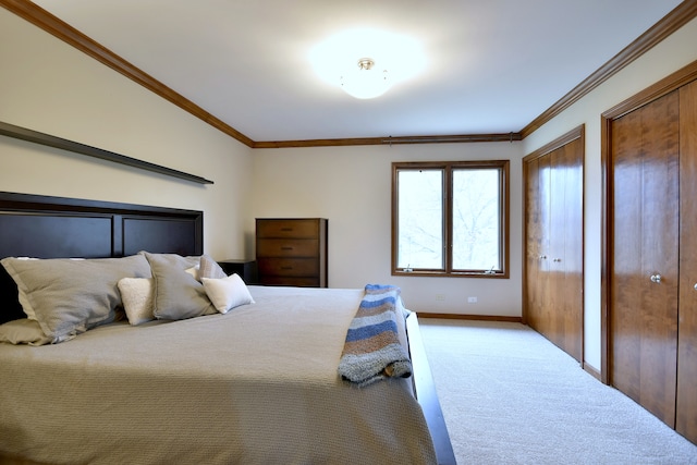 1167 Timberlane Ct, Naperville, IL 60540 - carpeted bedroom with two closets, baseboards, and ornamental molding