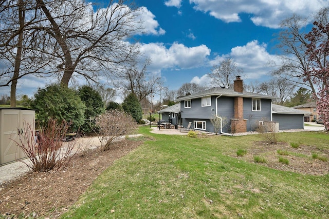 1167 Timberlane Ct, Naperville, IL 60540 - rear view of property with a chimney, a lawn, a patio area, a gazebo, and a shed