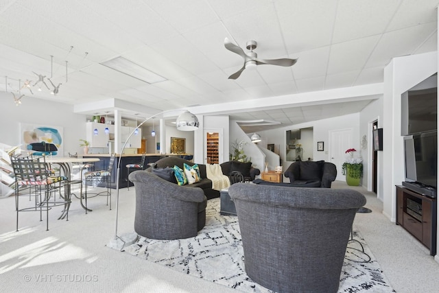1525 Woodcrest Ct, Aurora, IL 60502 - living area with carpet, baseboards, and ceiling fan