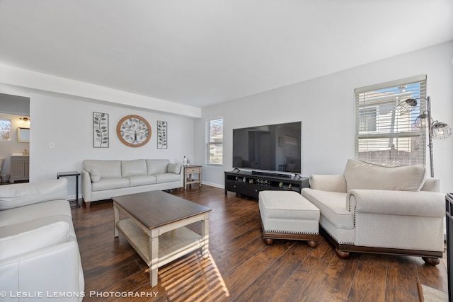 living area with wood finished floors