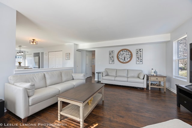 living area with wood finished floors