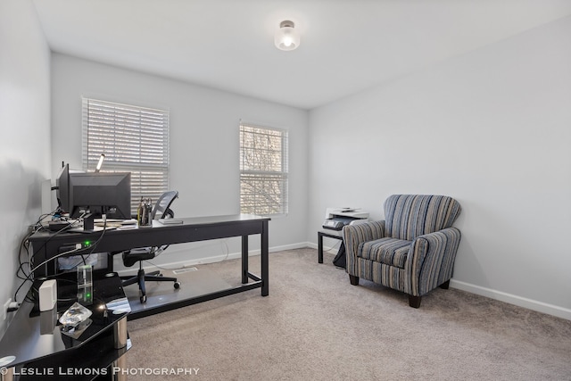 office space with carpet floors and baseboards