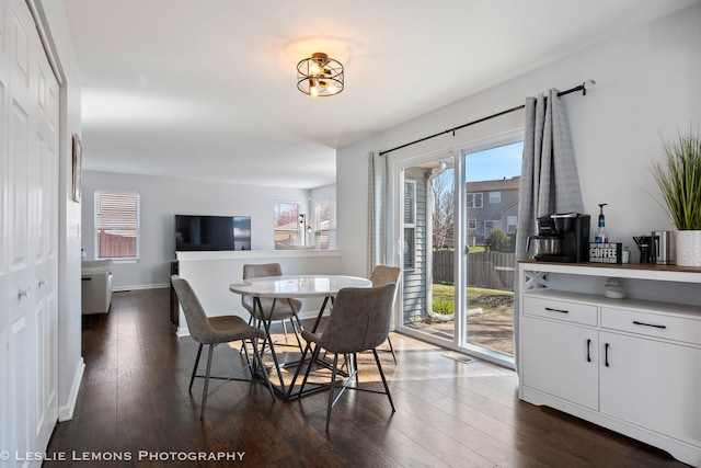 dining room featuring baseboards and dark wood-style floors