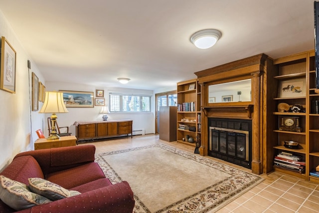 3528 Forest Ave, Wilmette, IL 60091 - tiled living area with a glass covered fireplace