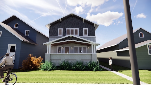 view of front of home featuring a front lawn
