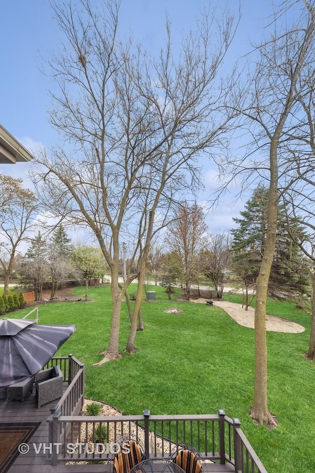 view of yard featuring a deck