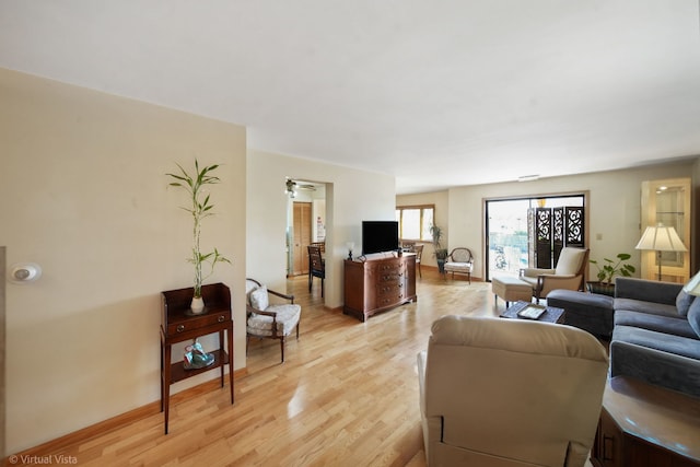 living room featuring light wood-style floors