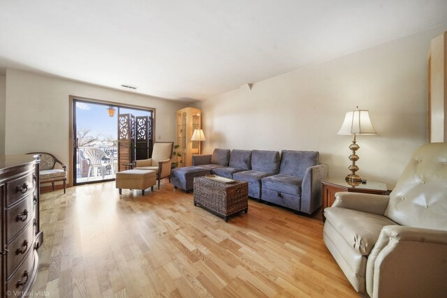 living area with light wood finished floors