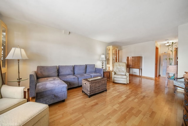 living room featuring light wood-type flooring