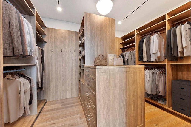 spacious closet featuring light wood finished floors