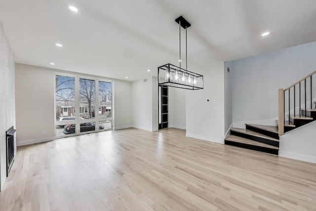 3242 N Kostner Ave, Chicago, IL 60641 - interior space featuring light wood-style flooring, recessed lighting, baseboards, and stairs