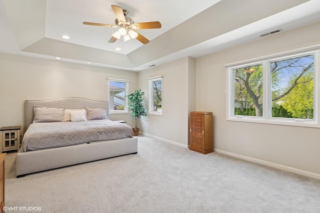 1831 Ellendale Dr, Northbrook, IL 60062 - bedroom with a raised ceiling, baseboards, carpet, recessed lighting, and ceiling fan