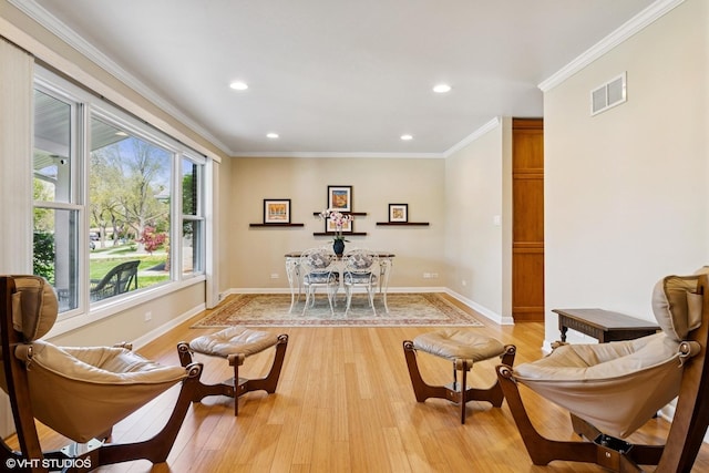 1831 Ellendale Dr, Northbrook, IL 60062 - living area with recessed lighting, light wood finished floors, baseboards, and ornamental molding