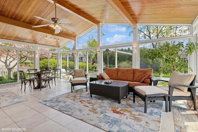 1831 Ellendale Dr, Northbrook, IL 60062 - sunroom with ceiling fan, an outdoor hangout area, and outdoor dining area