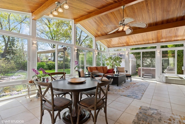 1831 Ellendale Dr, Northbrook, IL 60062 - sunroom featuring a ceiling fan, an outdoor hangout area, and outdoor dining area
