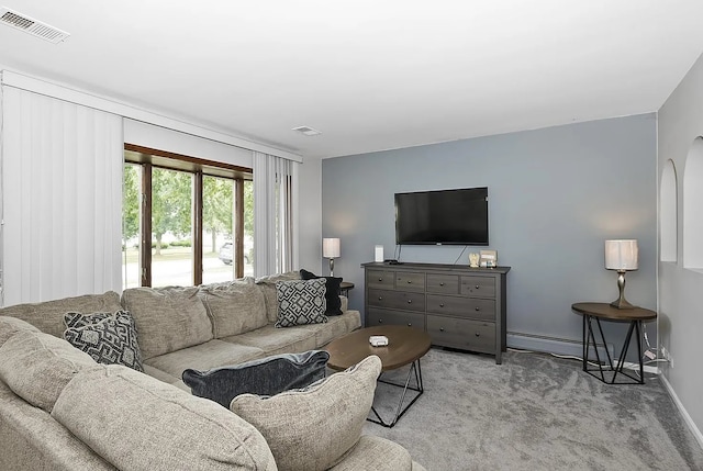 10922 Massasoit Ave, Chicago Ridge, IL 60415 - carpeted living room featuring arched walkways, baseboards, and visible vents