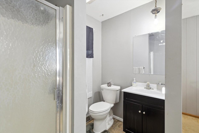 313 W S St, Pearl City, IL 61062 - bathroom featuring toilet, a stall shower, and vanity