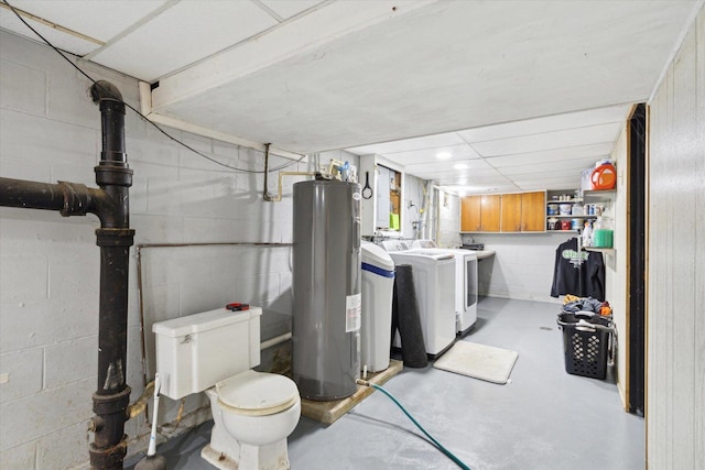 313 W S St, Pearl City, IL 61062 - basement featuring separate washer and dryer and electric water heater